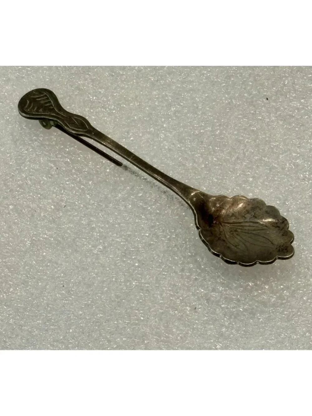 1950s Sterling Spoon Brooch Scalloped Shell Shape - 5.5  grams Marked Sterling